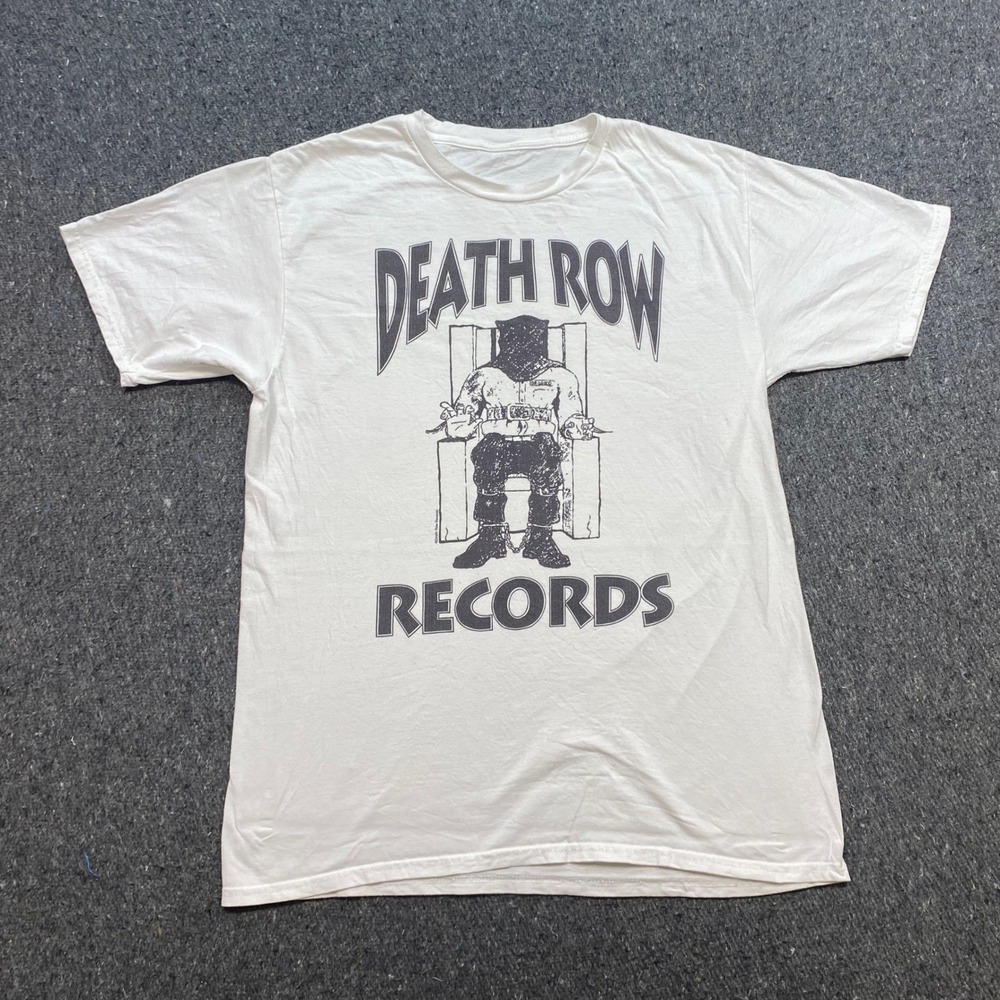 Death Row Records TShirt Sz M Mens White Streetwear Hip Hop Electric Chair Logo